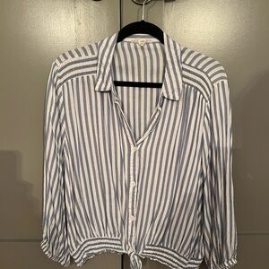 beachlunchlounge Blue and White Striped Button Down Shirt